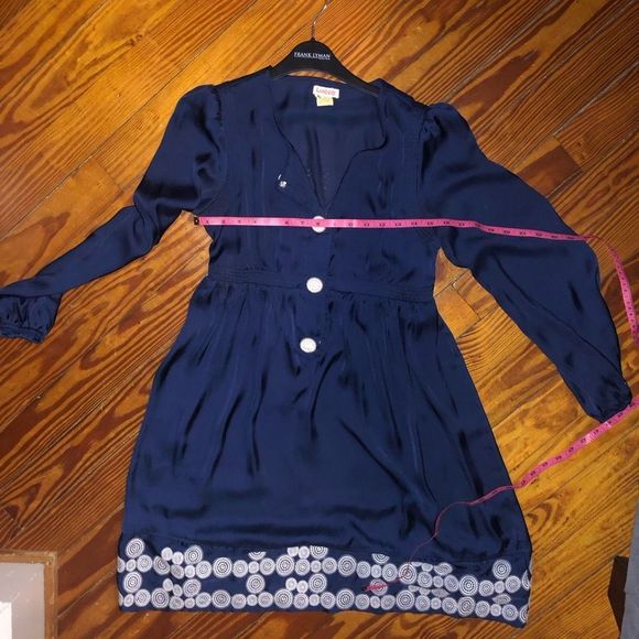 Lucca Navy Blue with White Button Geometric Dress Size Small - Picture 4 of 5